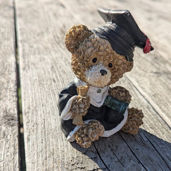 Ceramic Graduation Bear Figurine - Picture 1 of 4
